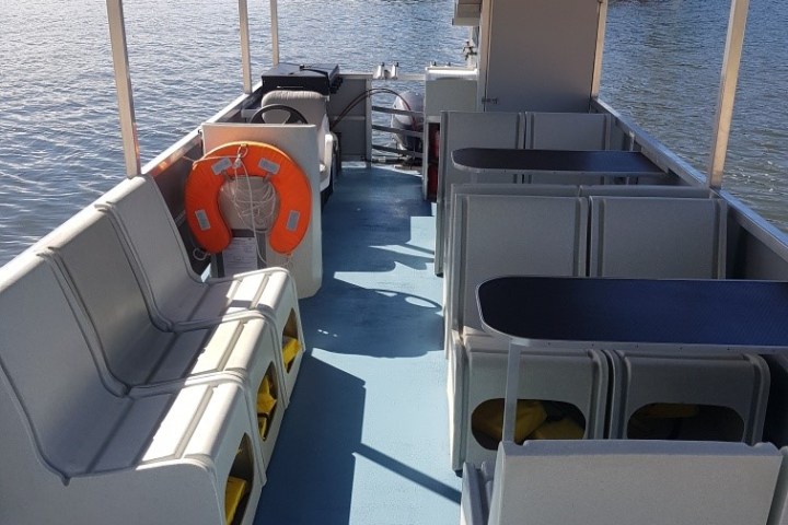 a small boat in a body of water