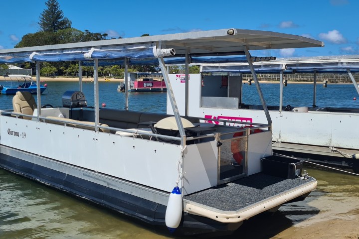 a boat docked at a dock